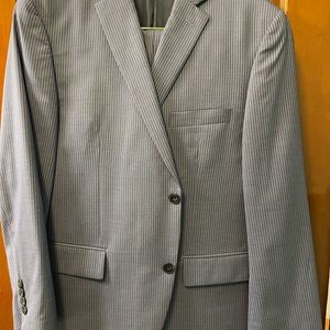 Mens suit..42 Short..Blue with white pinstripes